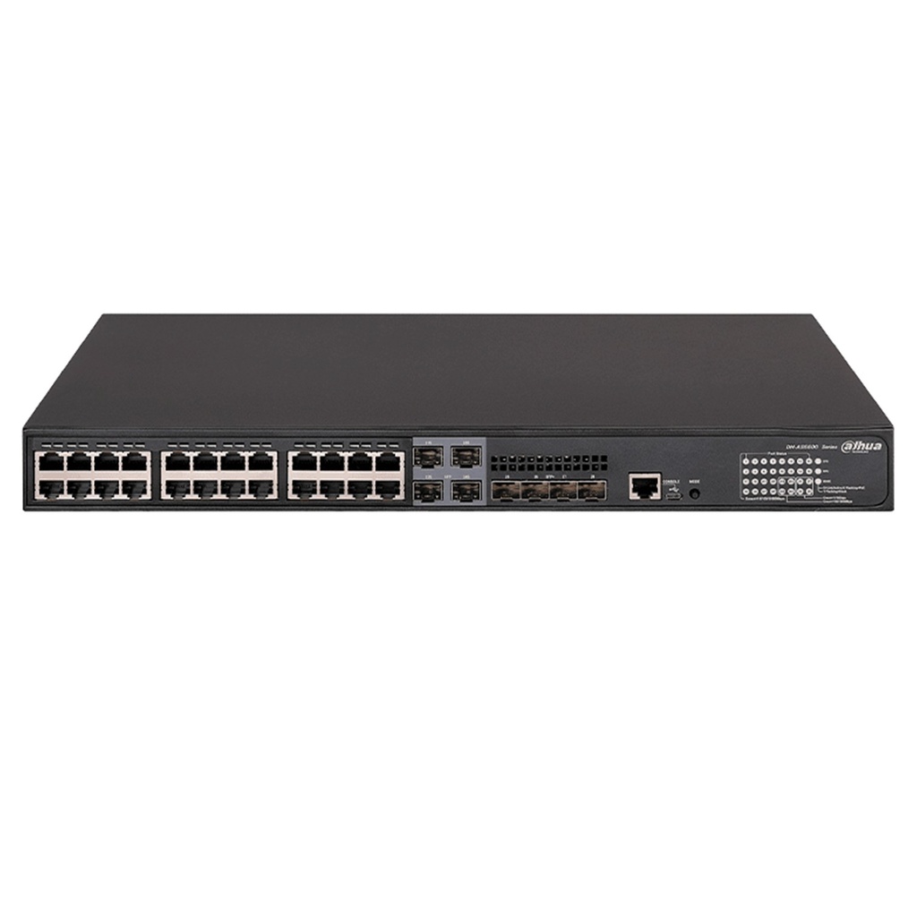 [DH-S5428-24GT4XF-360] Dahua - Switch Cloud L2+ PoE de 28 Puertos con 24 Puertos RJ-45 PoE (Gigabit)  y 4 Puertos SFP+ (1/10 Gbps) Gestión en la Nube Carcasa Metálica Total PoE 360W [Administrable]