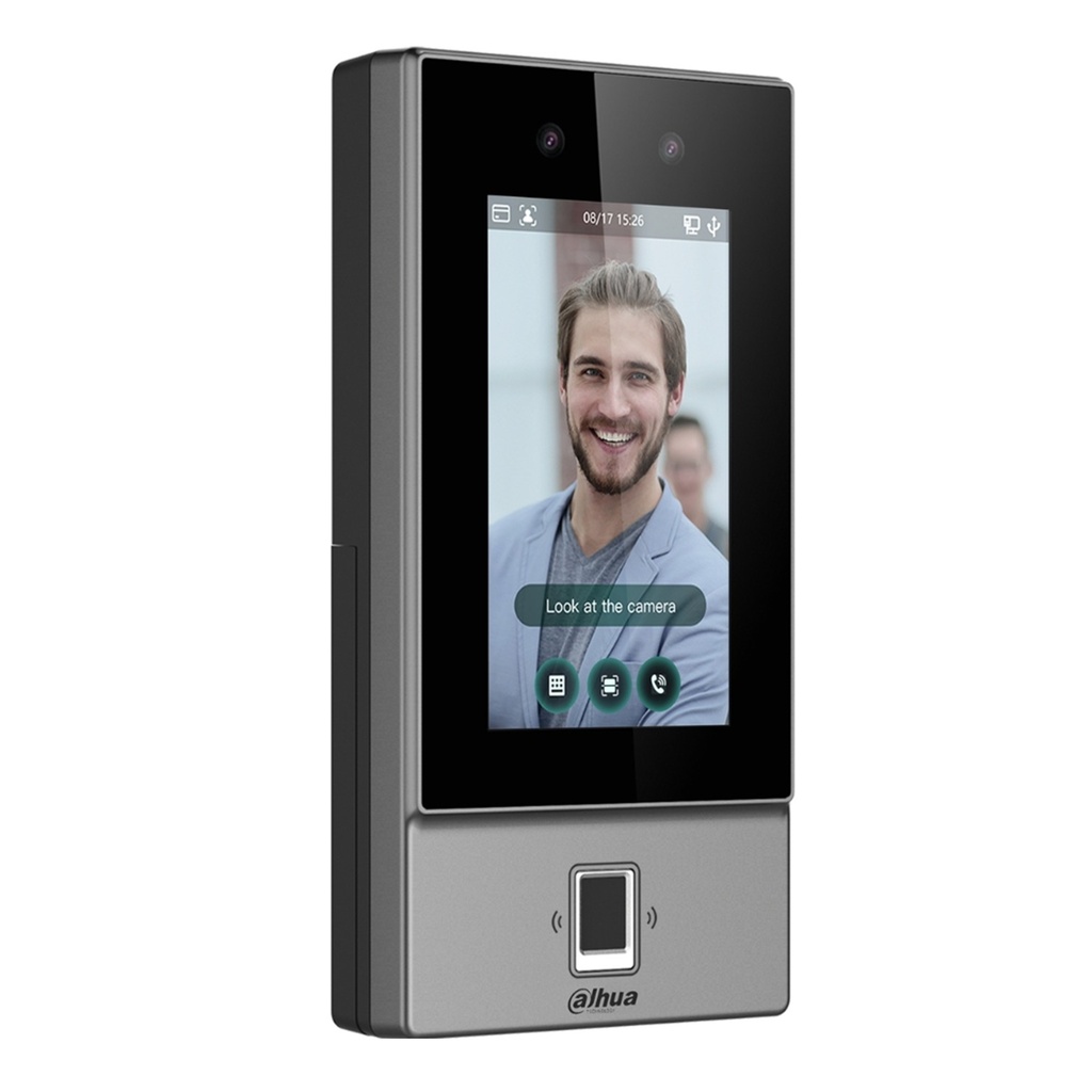 [DHI-ASI6214S-PW] Dahua - Control de Acceso con Pantalla Táctil de 4.3" y Reconocimiento Facial (6.000 Usuarios 6.000 Rostros 10.000 Tarjetas IC Mifare 6.000 Claves 6 Huellas 300.000 Registros) Puerto PoE Comunicación TCP/IP y Wi-Fi para Interiores y Exteriores [Serie FACT]