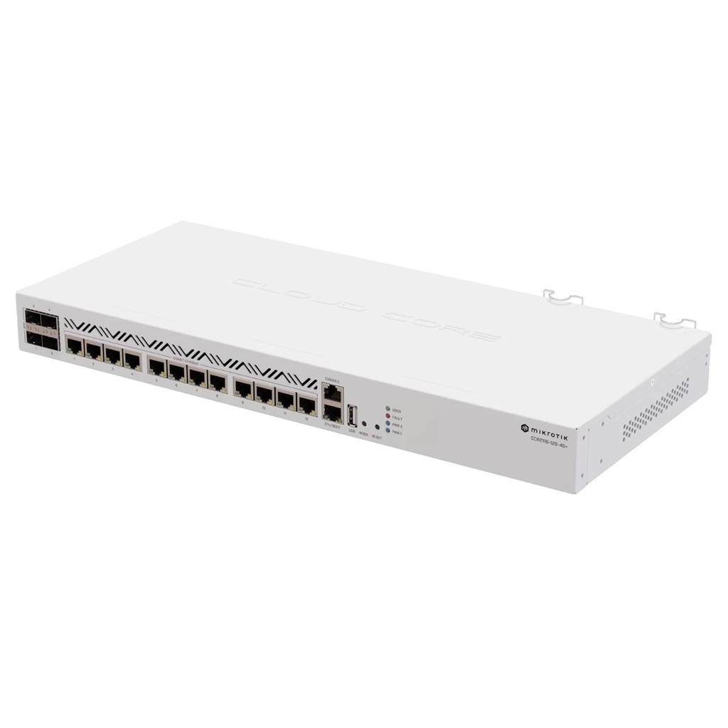 [CCR2116-12G-4S+] Mikrotik - Cloud Core Router 16 Nucleos ARM 12 Puertos Gigabit 4 SFP+ 10G