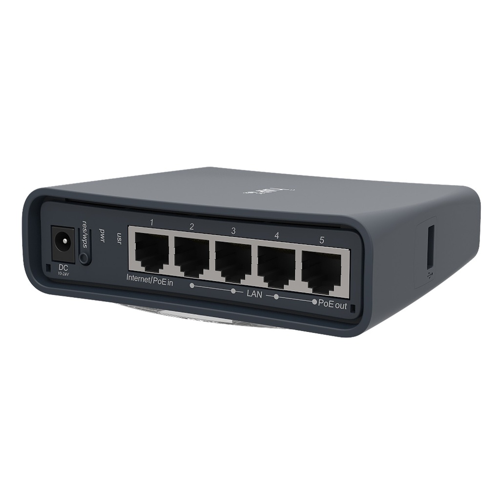 [RB952Ui-5ac2nD-TC] Mikrotik - (hAP ac lite Tower) 5 Puertos Fast Ethernet WiFi Doble Banda 802.11ac Base Tipo Torre