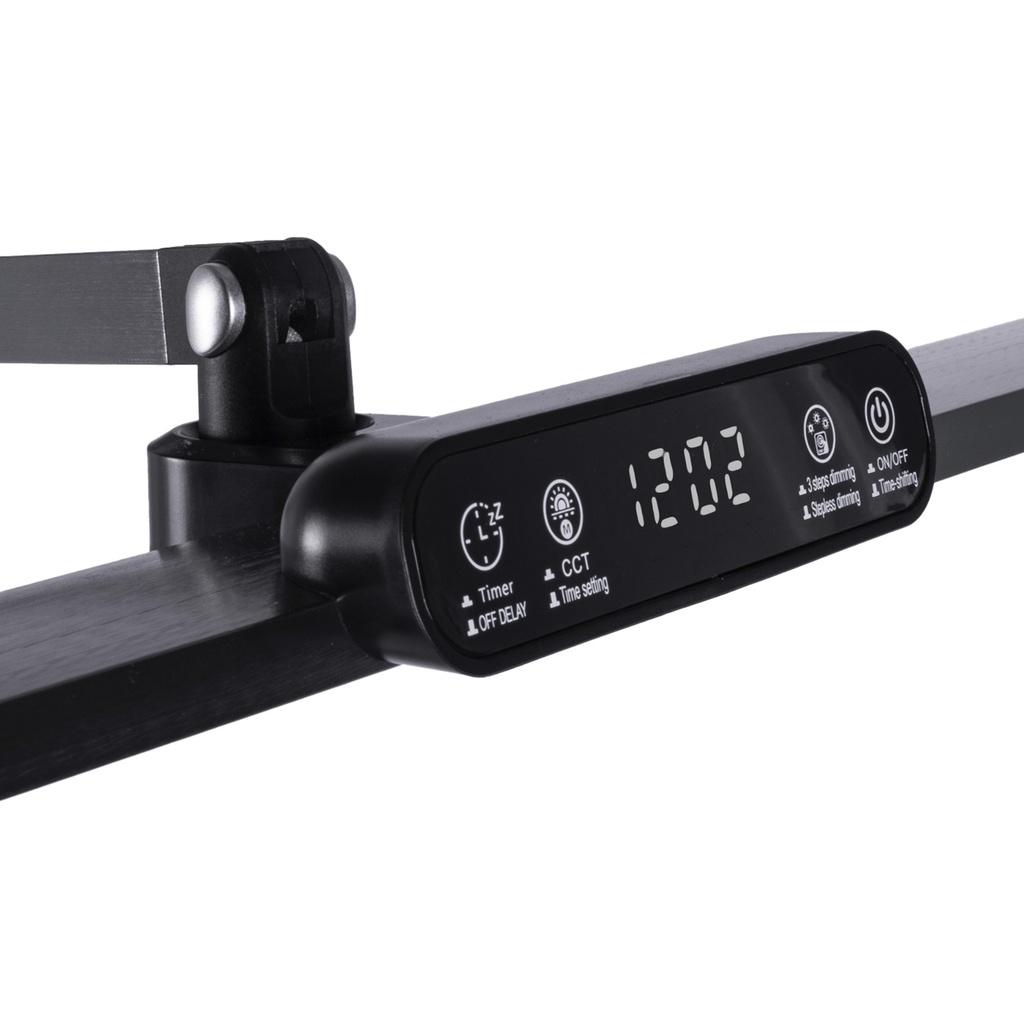 [BL1321] Astra - Lámpara LED de Escritorio Alámbrica con Reloj Digital [Negra]