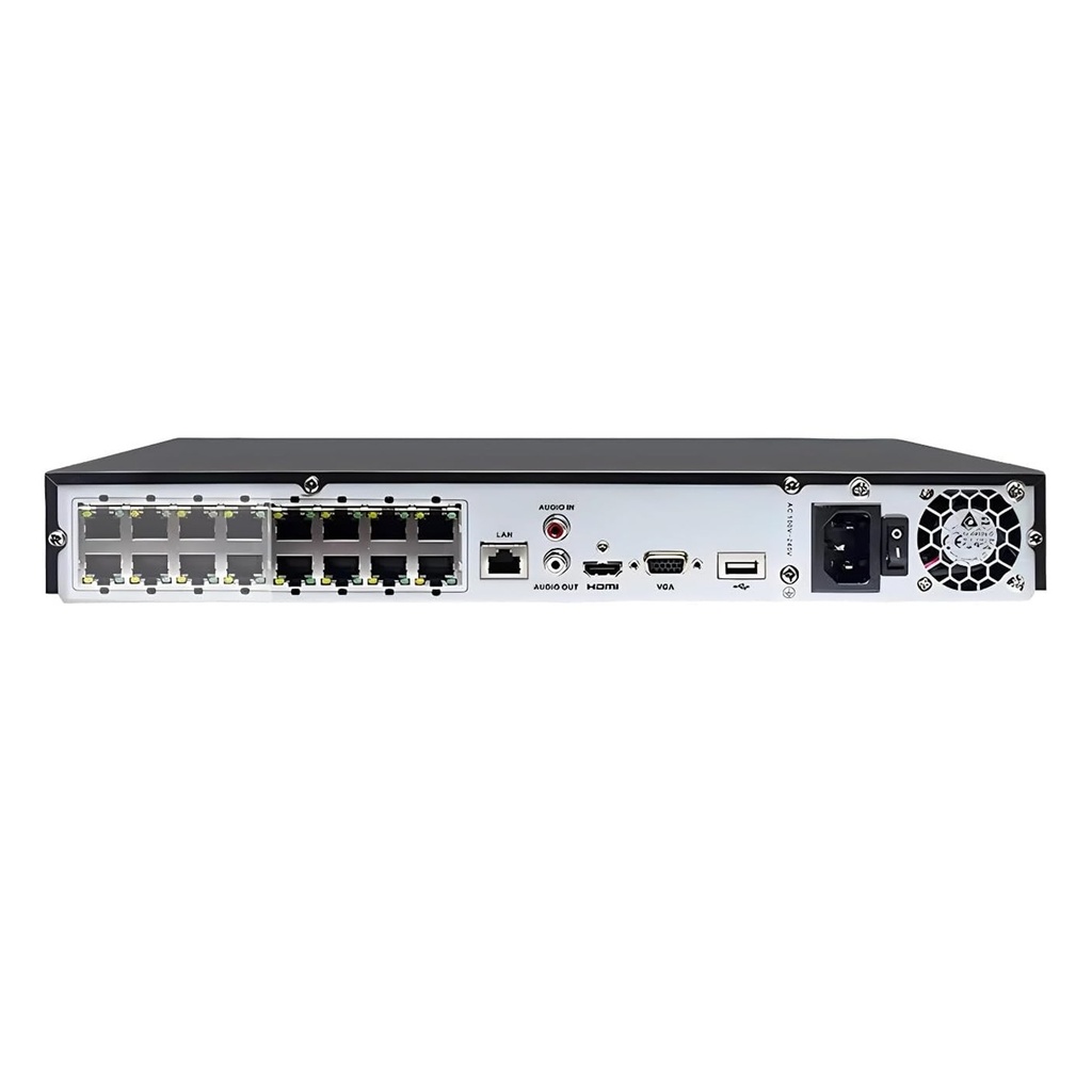 [DS-7616NI-Q2/16P(E)(STD)] Hikvision - NVR 4K [8MP] 16 Canales IP 16 Puertos POE Salida de vídeo 4K