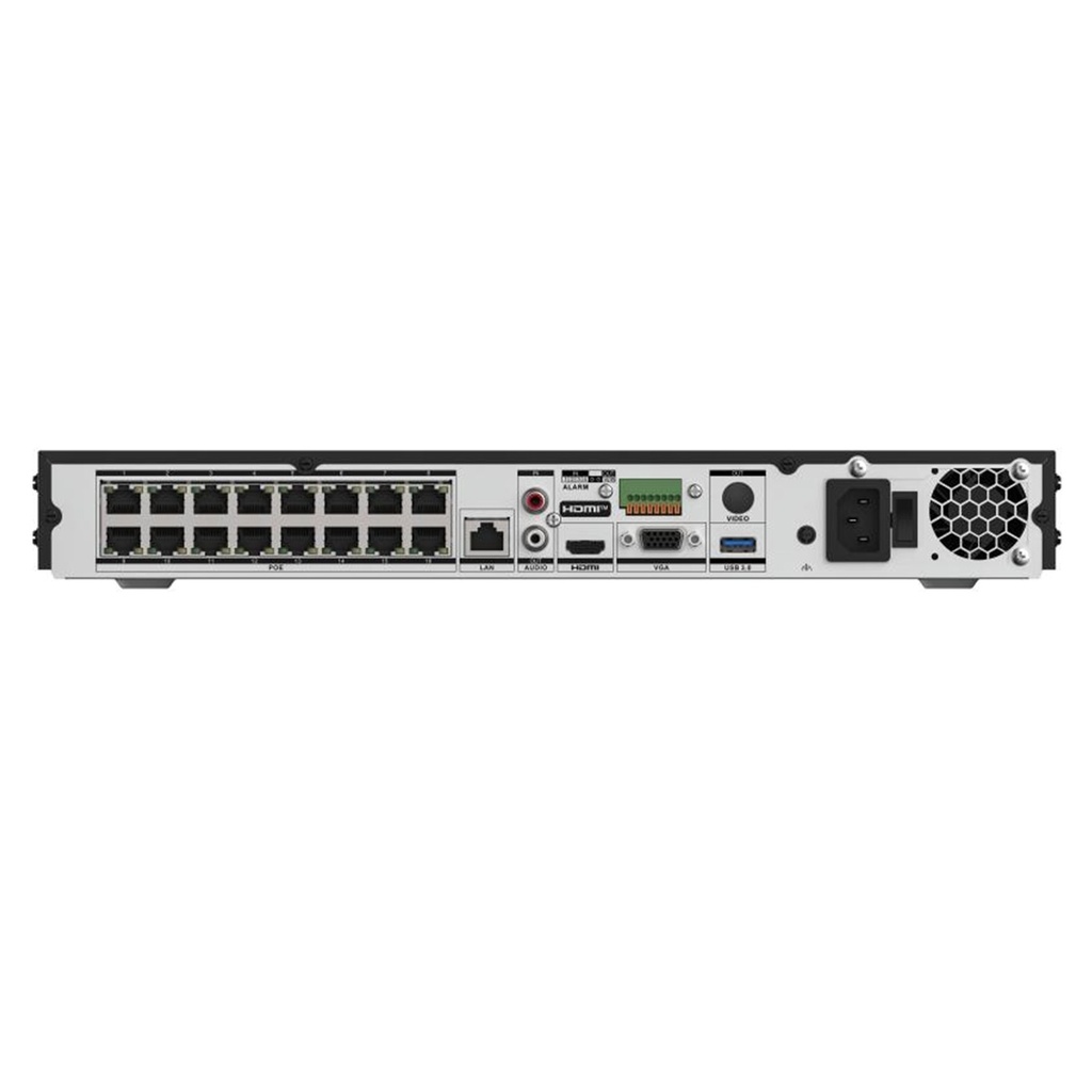 [DS-7616NXI-I2/16P/VPro] Hikvision - NVR 4K [32MP] 16 Canales IP 16 Puertos POE+ Salida de vídeo 4K AcuSense Reconocimiento Facial POS Alarmas I/O