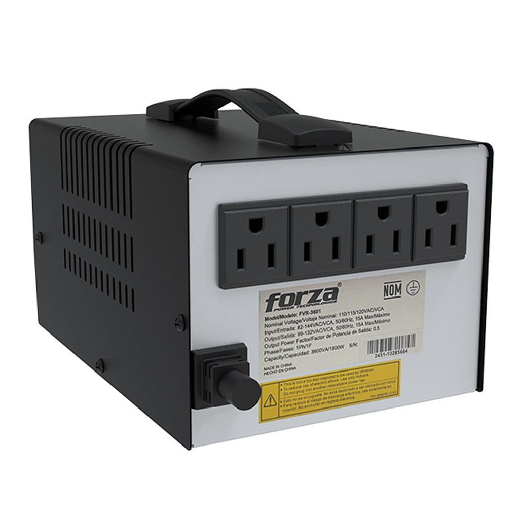 [FVR-3601] Forza - Regulador Automático de Voltaje 115V 3600VA/1800W [4] x NEMA 5-15R