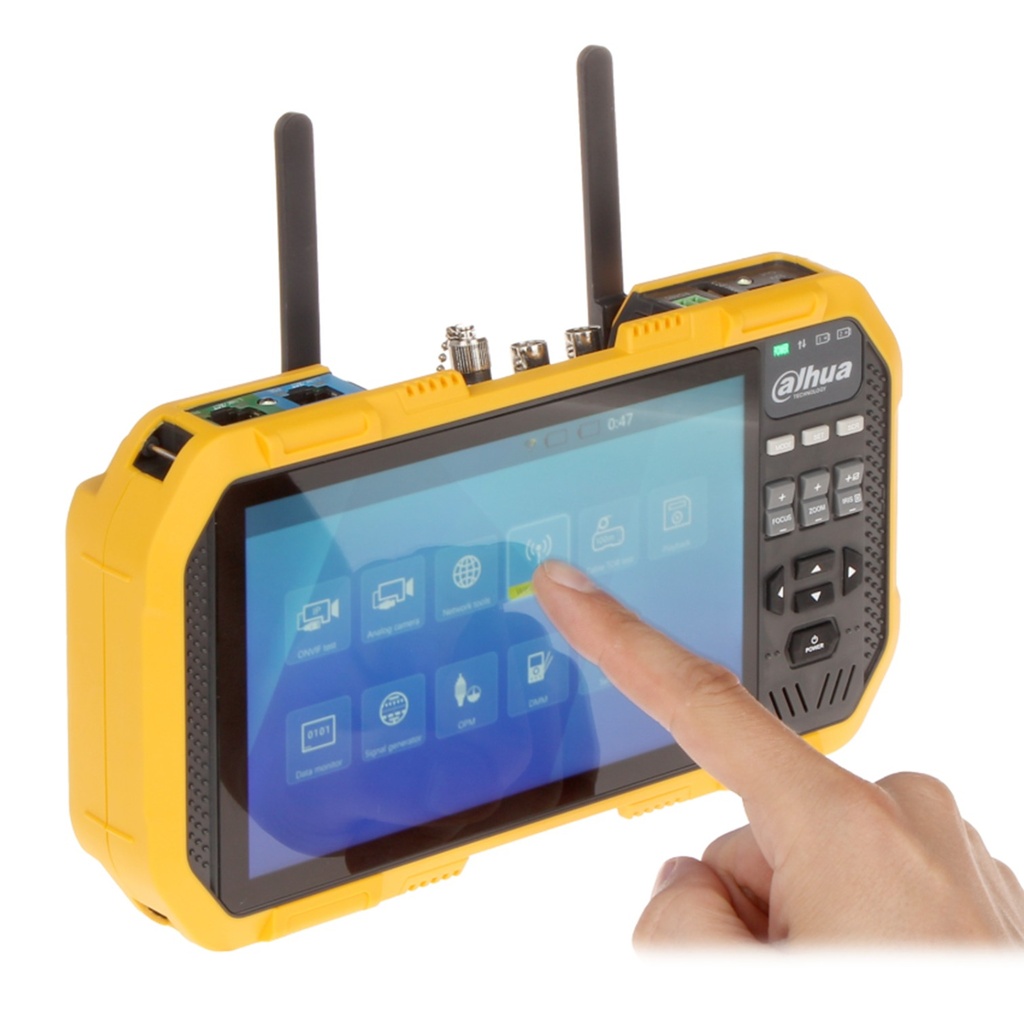 [DH-PFM907-E] Dahua - Tester de Instalación Integrado con Pantalla Táctil TFT de 7 Pulgadas Resolución 1920x1200 Soporta Cámaras IP HDCVI AHD HDTVI y CVBS Función de Multímetro Digital Prueba de Cable TDR Salida de Alimentación 12 VCC 2A y PoE...
