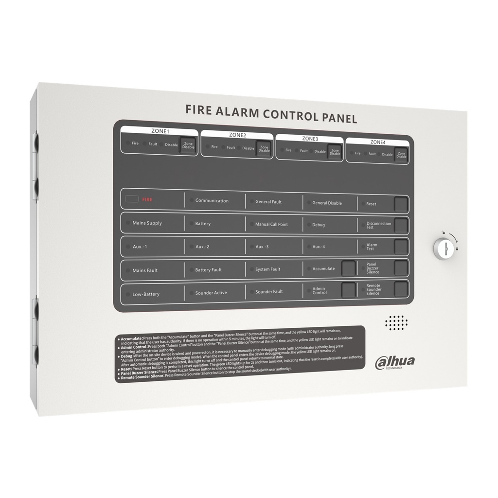 [DHI-HY-C102-4L] Dahua - Panel de Control de Alarma Contra Incendios Convencional de 4 Zonas Interfaz Ethernet Interfaz RS-485 Alimentación principal de 100 VCA a 240 VCA Capacidad de 25 detectores por zona Grado de protección IP30... [Convencional]