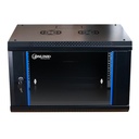 [WM6406-450-BLACK] Onlink - Rack de Pared [6U] Cerrado Fijo 600x 450x368mm con 3 Cerraduras y Puerta de Vidrio [Negro]