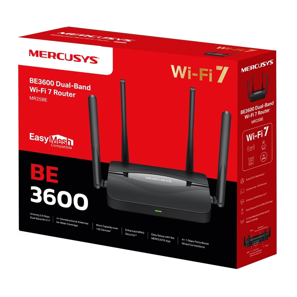[MR25BE] Mercusys - Router Inalambrico WiFi Doble Banda BE3600 WiFi7