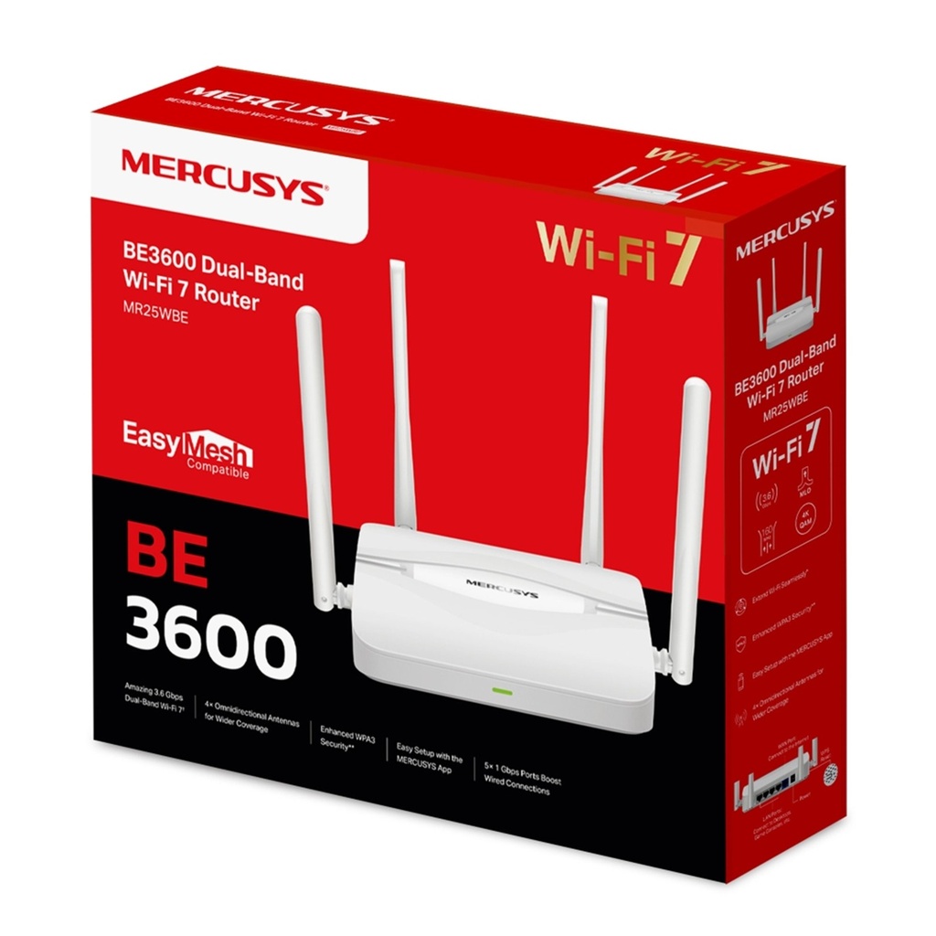 [MR25WBE] Mercusys - Router Inalambrico WiFi Doble Banda BE3600 WiFi7