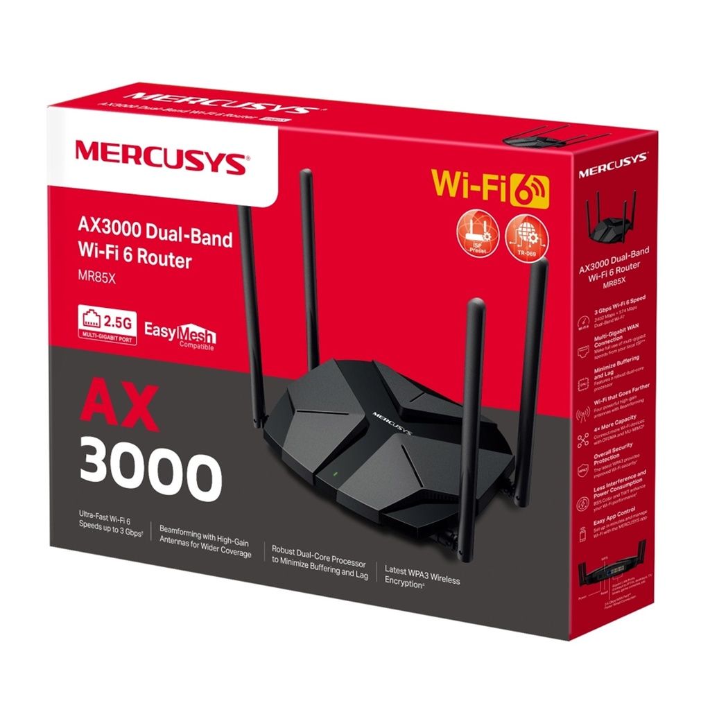 [MR85X] Mercusys - Router Inalambrico WiFi Doble Banda Gigabit AX3000 WiFi6