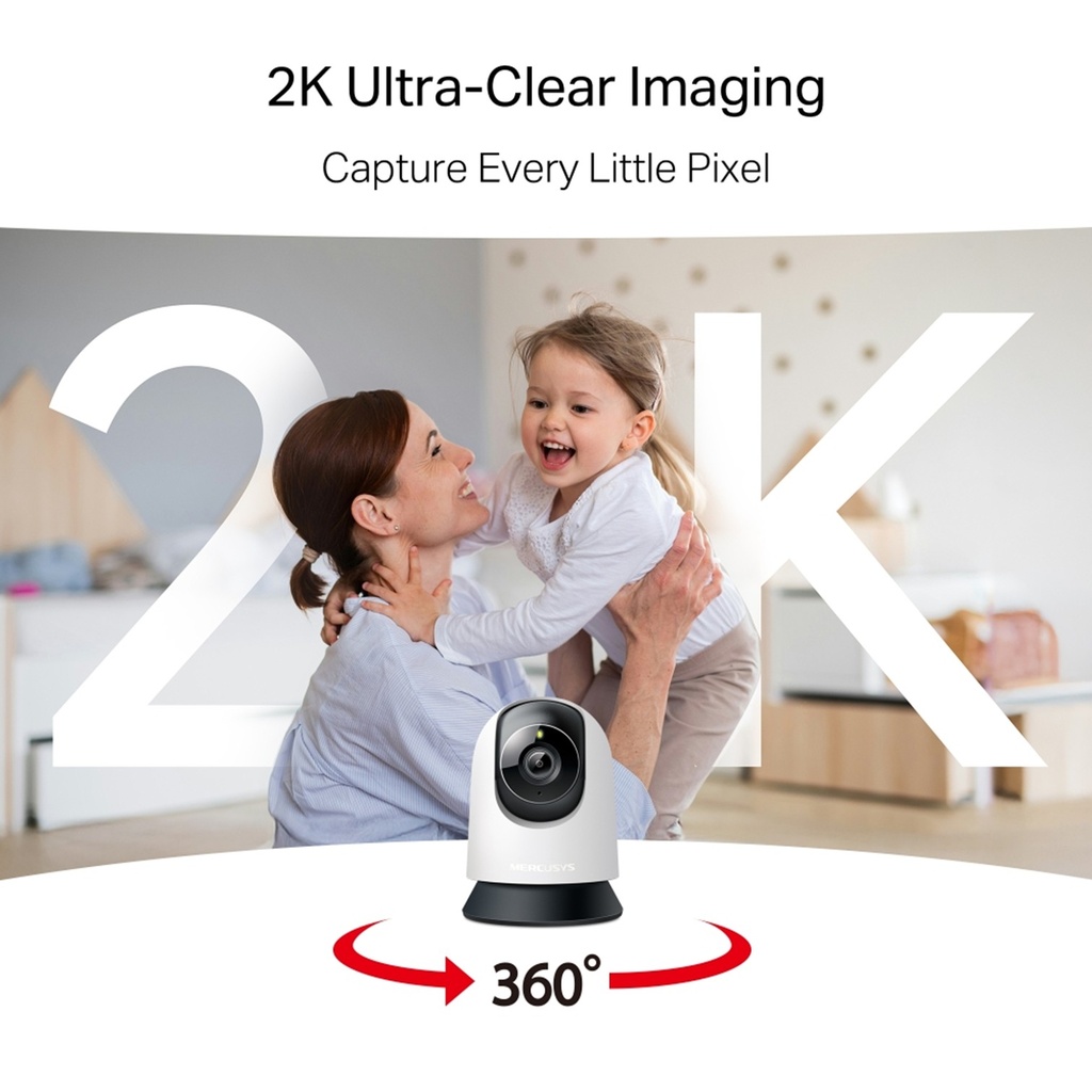 [MC210] Mercusys - Cámara Wi-Fi 2K 3MP de 360 con Detección inteligente Audio Bidreccional Visión Nocturna