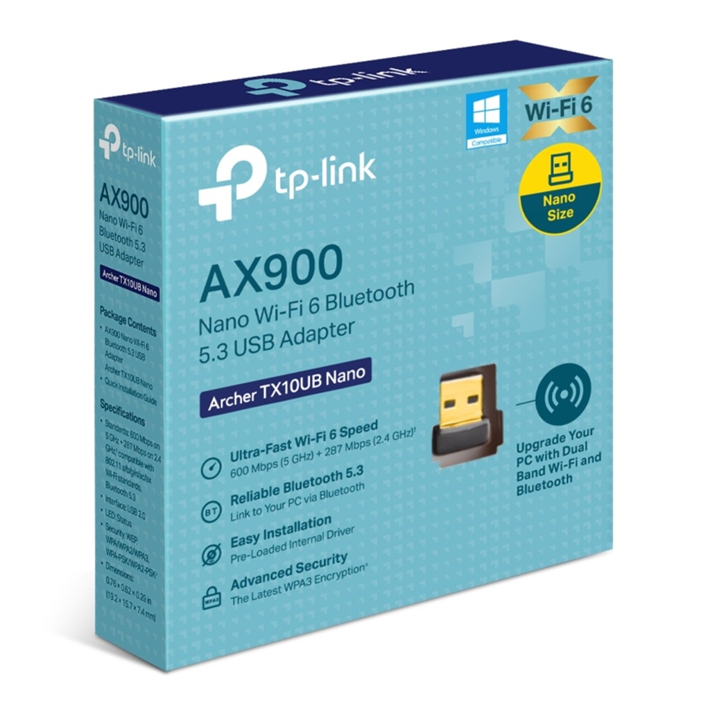 [TX10UB-Nano-Archer] TP-Link - Adaptador Wi-Fi 6 Nano AX900 Bluetooth 5.3 USB