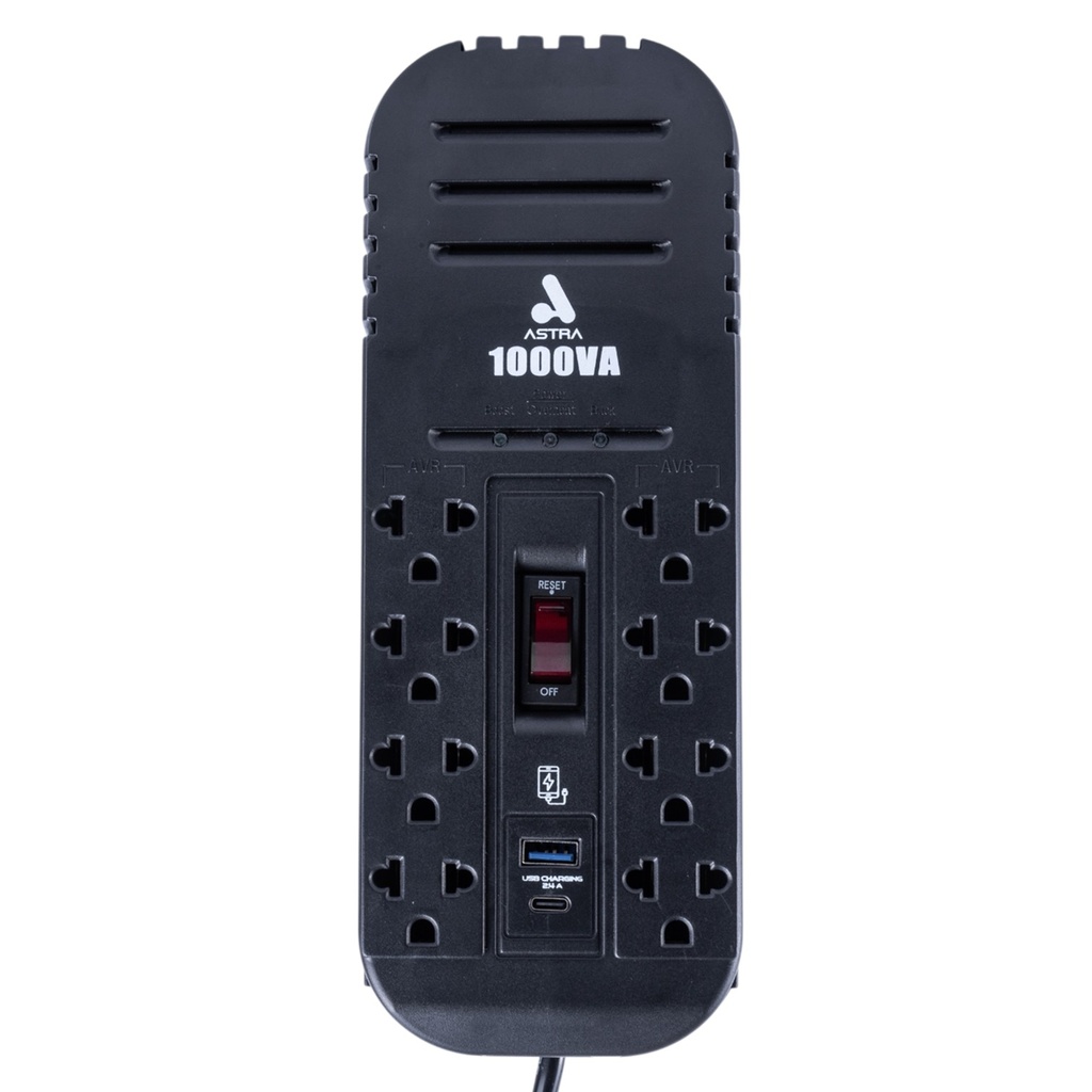 [ASRV1000VA] Astra - Regulador Automático de Voltaje 120V 1000VA/500W [8] x Tomas y USB-A/USB-C