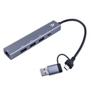 [CHB082] Astra - Adaptador Dual USB-A/USB-C a RJ45 Gigabit + 3 Puertos USB 3.0 + USB-C