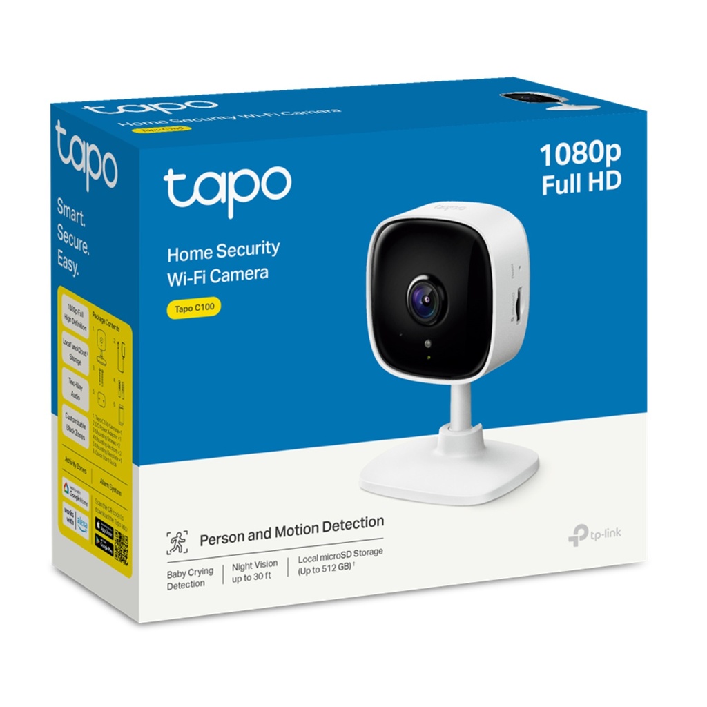 [C100] TP-Link - Cámara Wi-Fi 1080p Full HD con Detección de Movimiento Audio Bidreccional Visión Nocturna [Tapo]