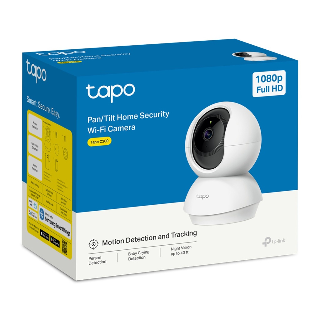 [C200] TP-Link - Cámara Wi-Fi 1080p Full HD de 360 Grados Giro e Inclinación con Detección por IA Audio Bidreccional Visión Nocturna [Tapo]