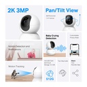 [C210] TP-Link - Cámara Wi-Fi 2K 3MP de 360 Grados con Vista Detección IA Audio Bidreccional Visión Nocturna [Tapo]