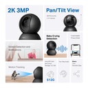 [C211] TP-Link - Cámara Wi-Fi 2K 3MP de 360 Grados con Detección por IA y Llanto de Bebé Audio Bidreccional Visión Nocturna [Tapo]