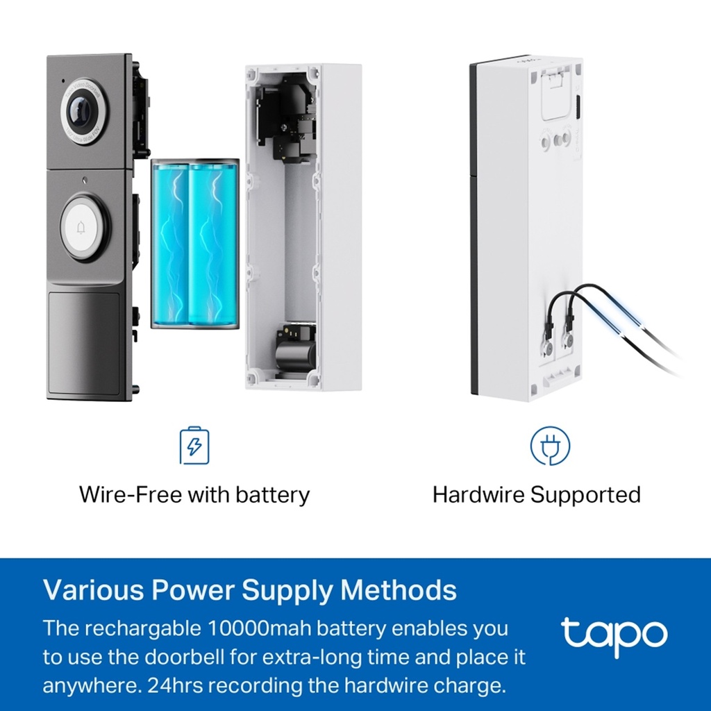 [D235] TP-Link - Timbre Inteligente IP66 con Visión 5MP Mejorada y Alimentación por Batería o Cable [Tapo]