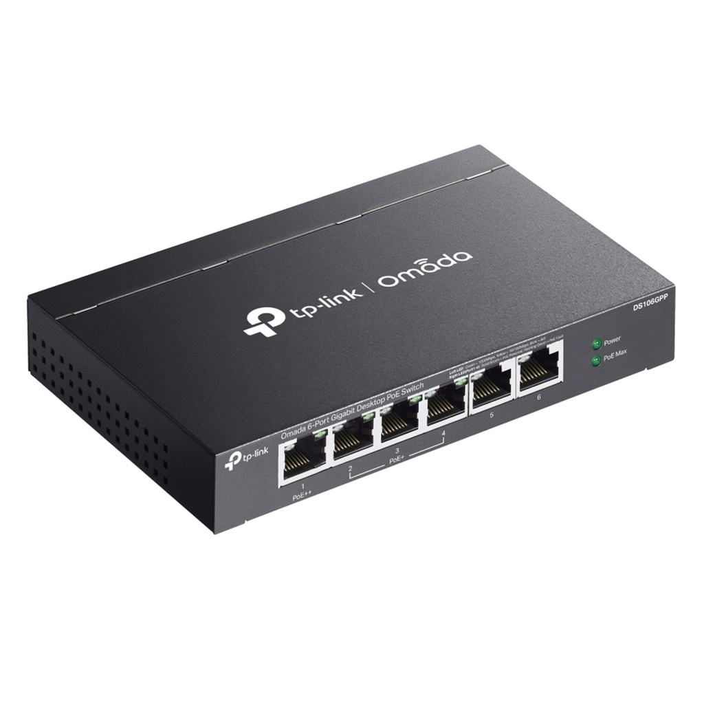 [DS106GPP] TP-Link - Switch de Escritorio No Gestionado Gigabit de 6 Puertos con 3 Puertos PoE+ y 1 Puerto PoE++ [Omada]