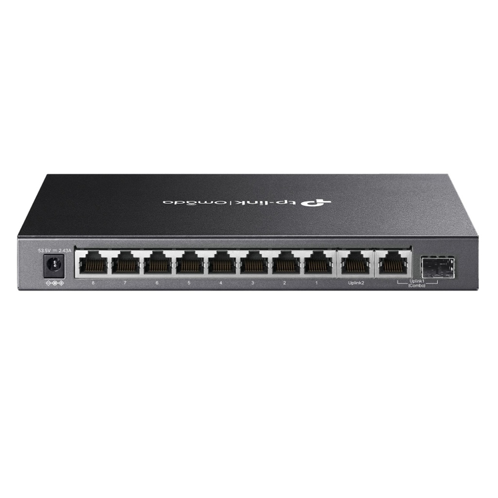 [DS110GMP] TP-Link - Switch de Escritorio No Gestionado Gigabit de 10 puertos con 8 Puertos PoE+ (9 x Gigabit RJ45 Puertos 1 x Gigabit combo SFP/RJ45 Puerto) [Omada]