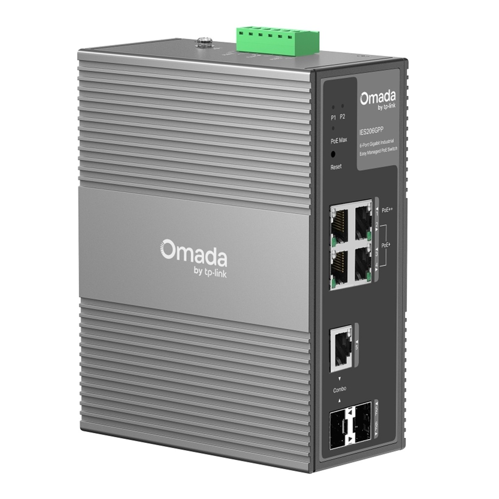 [IES206GPP] TP-Link - Switch Industrial Easy Managed 6 Puertos Gigabit 3 Puertos PoE+ y 1 Puerto PoE++ [Omada]