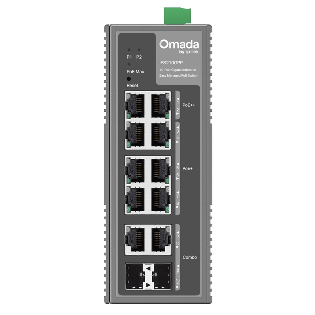 [IES210GPP] TP-Link - Switch Industrial Easy Managed con 6 Puertos PoE+ y 2 puertos PoE++ [Omada]