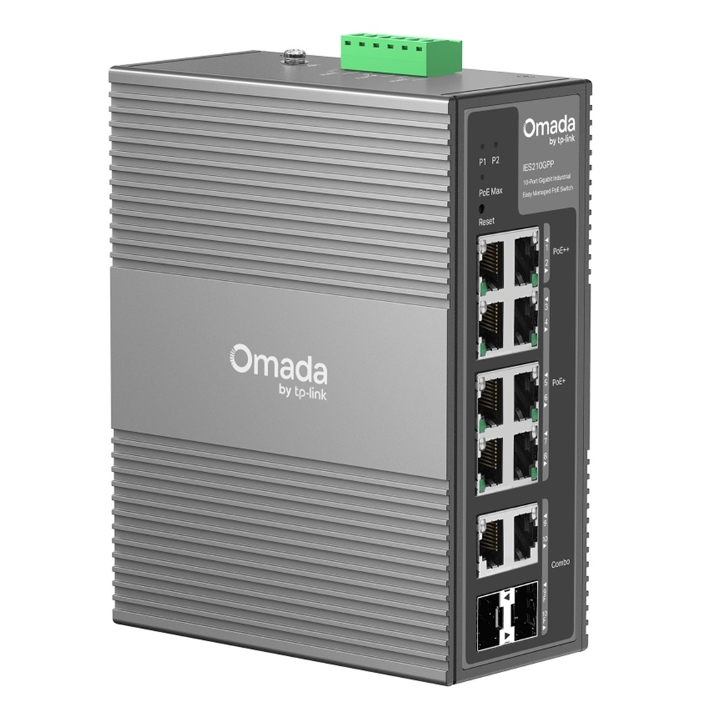 [IES210GPP] TP-Link - Switch Industrial Easy Managed con 6 Puertos PoE+ y 2 puertos PoE++ [Omada]