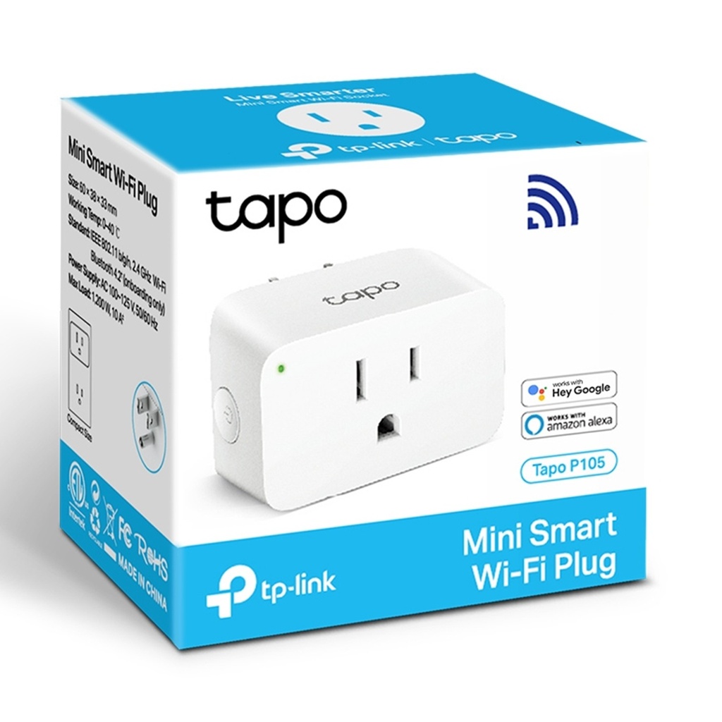 [P105(1-PACK)] TP-Link - Mini Contacto Inteligente Wi-Fi Control Remoto Enciende y/o Apaga Dispositivos [1-Pack]