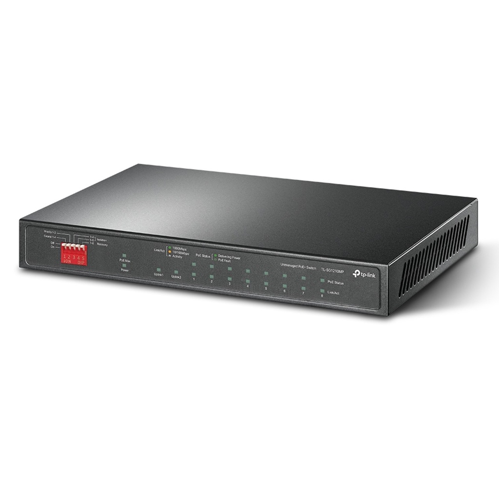 [TL-SG1210MP] TP-Link - Switch de Escritorio Gigabit de 10 Puertos con PoE + de 8 Puertos (9 puertos RJ45 gigabit y 1 puerto combo SFP / RJ45 gigabit)