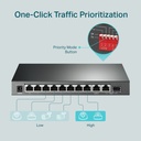 [TL-SG1210MP] TP-Link - Switch de Escritorio Gigabit de 10 Puertos con PoE + de 8 Puertos (9 puertos RJ45 gigabit y 1 puerto combo SFP / RJ45 gigabit)