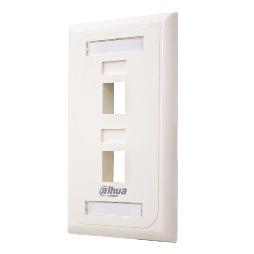 [DH-PFM3971-US-2] Dahua - Face Plate 2 Puertos Placa Frontal de Pared para Keystone con Etiqueta Integrada Blanco
