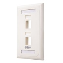 [DH-PFM3971-US-2] Dahua - Face Plate 2 Puertos Placa Frontal de Pared para Keystone con Etiqueta Integrada Blanco