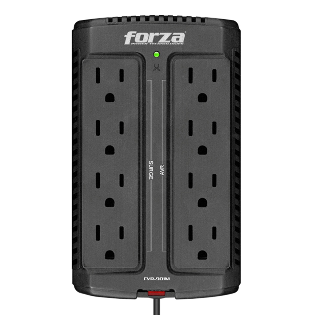 [FVR-901M] Forza - Regulador Automático de Voltaje 900VA/450W [8] x Salidas Montaje en Pared 120V