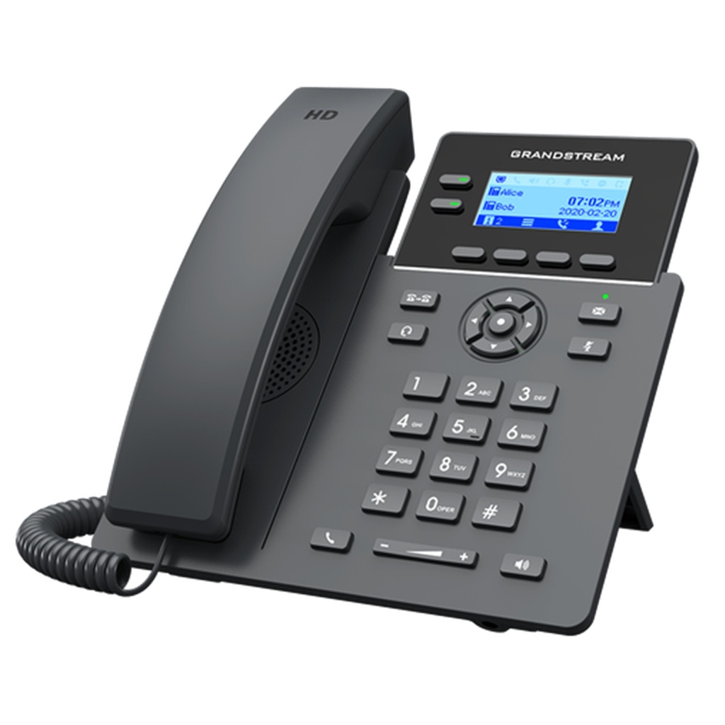 [GRP2602P] Grandstream - Teléfono IP 2 líneas 4 cuentas SIP pantalla LCD retroiluminada 2.4 pulgadas 132x48 PoE integrado dos puertos 10/100 Mbps conferencia de 5 vías