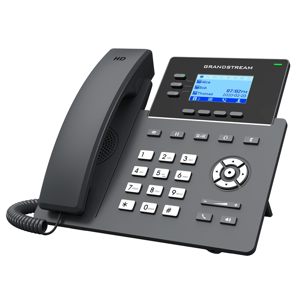 [GRP2603] Grandstream - Teléfono IP 3 líneas 6 cuentas SIP pantalla LCD retroiluminada 2.7 pulgadas 132x64 dos puertos Gigabit 10/100/1000 Mbps altavoz full-duplex HD