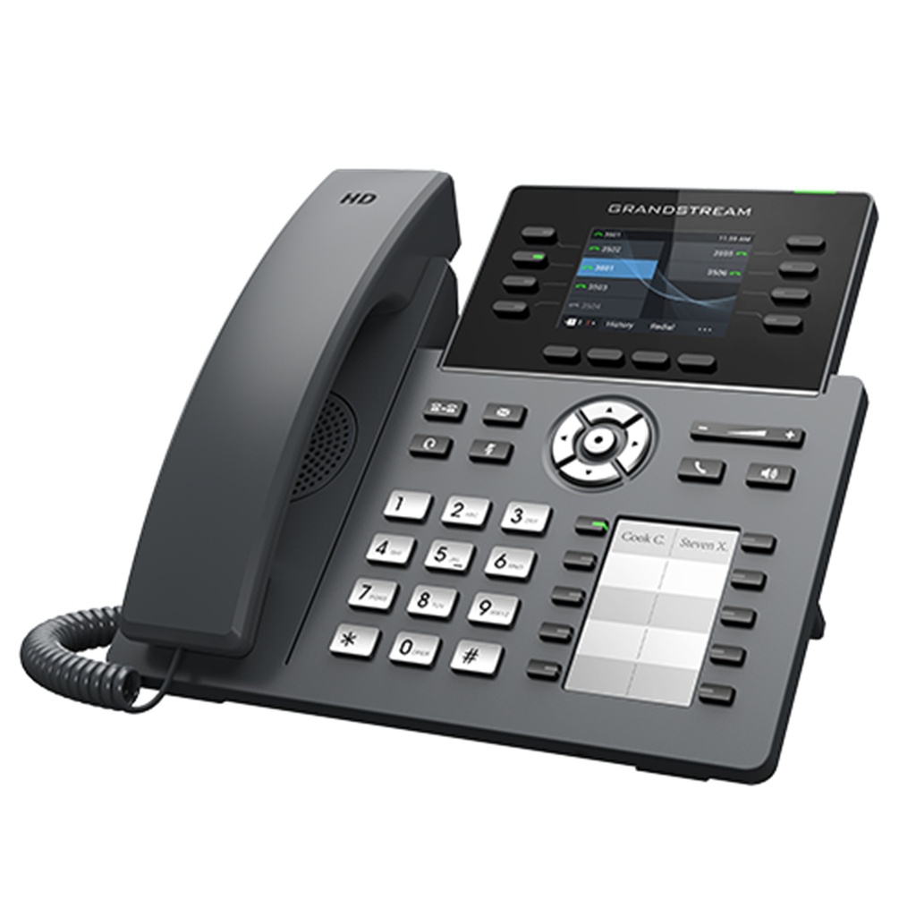 [GRP2634] Grandstream - Teléfono IP 8 líneas 12 cuentas SIP 32 teclas VPK 10 teclas MPK pantalla LCD TFT color 2.8 pulgadas 320x240 PoE integrado Wi-Fi 6 doble banda Bluetooth integrado
