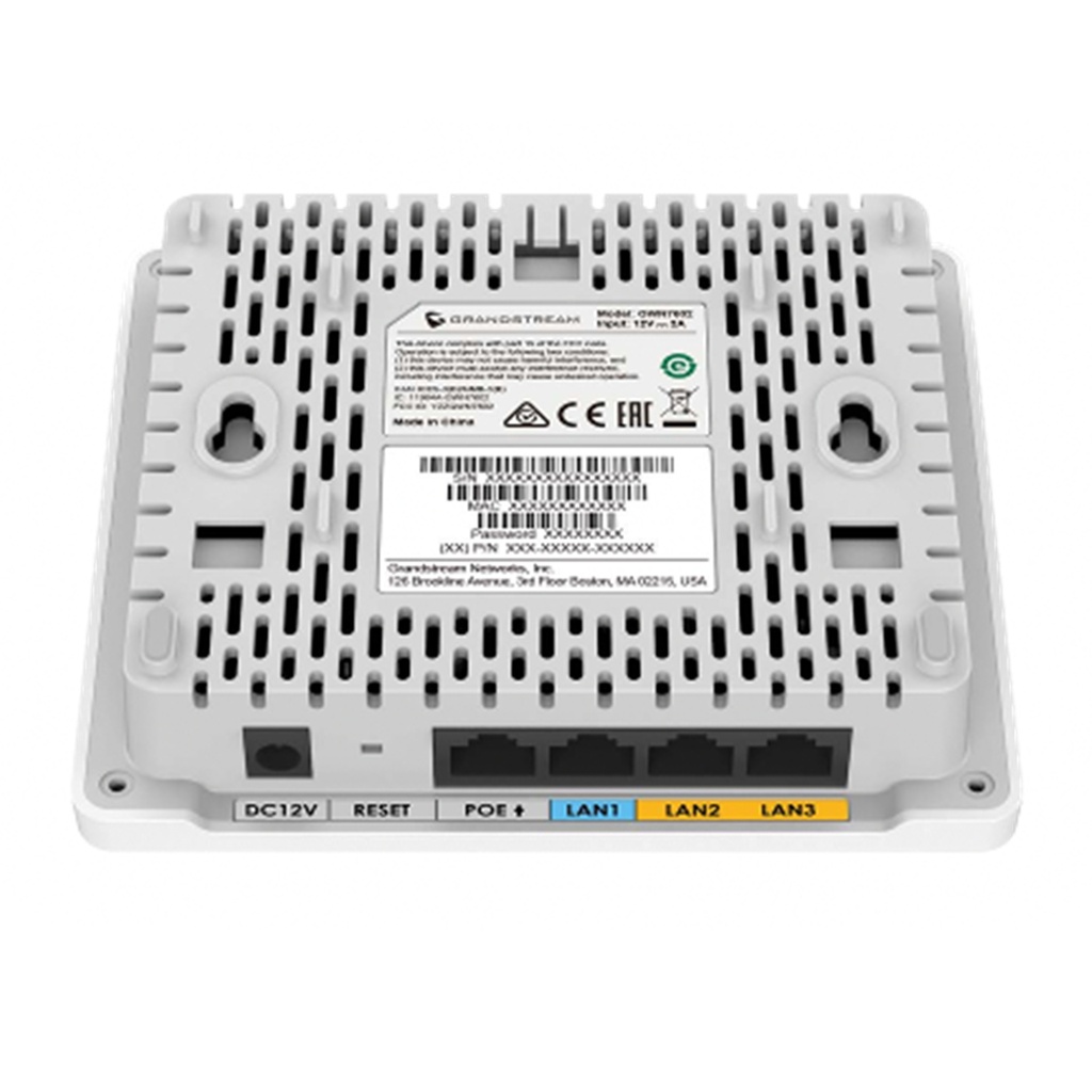 [GWN7603] Grandstream - Punto de Acceso Wi-Fi 5 802.11a/b/g/n/ac Wave-2 rendimiento agregado de 1.27Gbps 2.4GHz 300Mbps 2x2:2 MU-MIMO 5GHz 867Mbps 2x2:2 MU-MIMO más de 100 clientes cobertura hasta 100 metros 4 puertos Gigabit uno con PoE/PoE+ y 2 con PSE