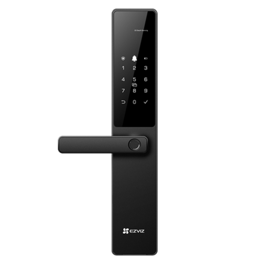 [CS-DL20F-R101-WBCP-BK(5085)] Ezviz - Cerradura Inteligente Wi-Fi + Bluetooth con Reconocimiento Facial 3D y de Venas de la Palma Huella Digital Código Tarjeta y Llave Apertura Remota por App Batería Recargable [Negra]