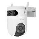 [CS-H9c-R105-8H55WFL4GA] Ezviz - Cámara Domo IP PT Inalámbrica HD 3K Doble Lente [5MP] + [5MP] 4G + Wi-Fi Lentes 2.8mm/6mm Seguimiento Automático Visión Nocturna a Color Audio Bidireccional Exterior