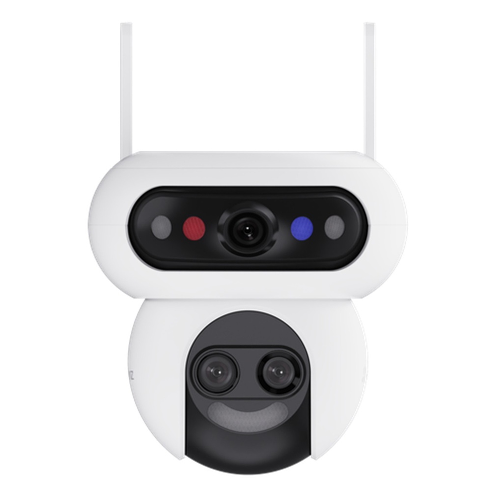 [CS-HB90f/SP-R100(5MP+5MP+5MP)] Ezviz - Kit Cámara IP PT Inalámbrica HD 3K Triple Lente [5MP] + [5MP] + [5MP] Wi-Fi con Batería y Panel Solar Zoom Híbrido 12x Reconocimiento Facial Local Exterior