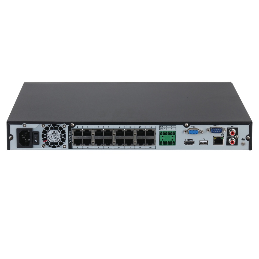 [DHI-NVR4232-16P-4KS3] Dahua - NVR de 32 Canales IP con 16 Puertos PoE 2 Bahías SATA [Serie Lite]