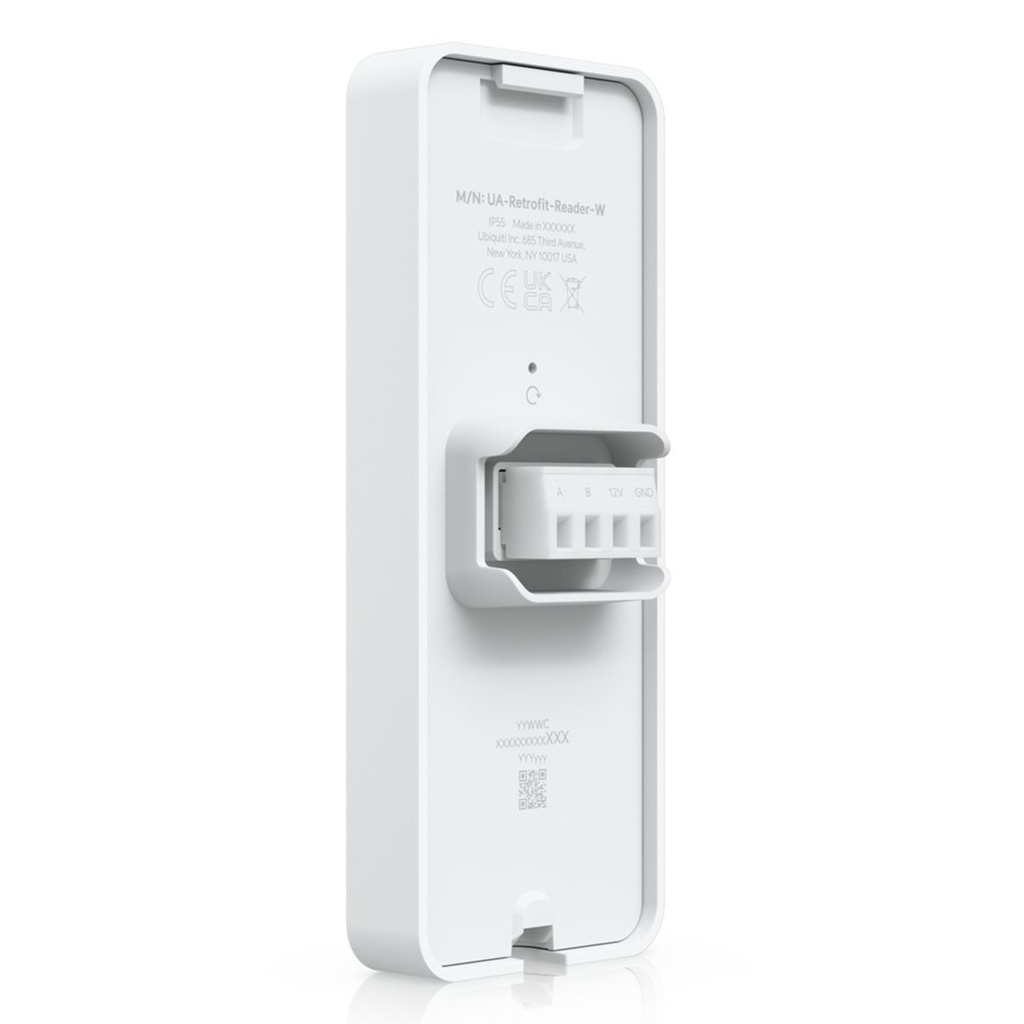[UA-Retrofit-Reader-W] Ubiquiti - UniFi Access, Lector Retrofit Blanco con NFC y Touch Pass para Apple/Google Wallet, Protocolo OSDP por RS-485, Protección IP55 y Alimentación 12 V DC
