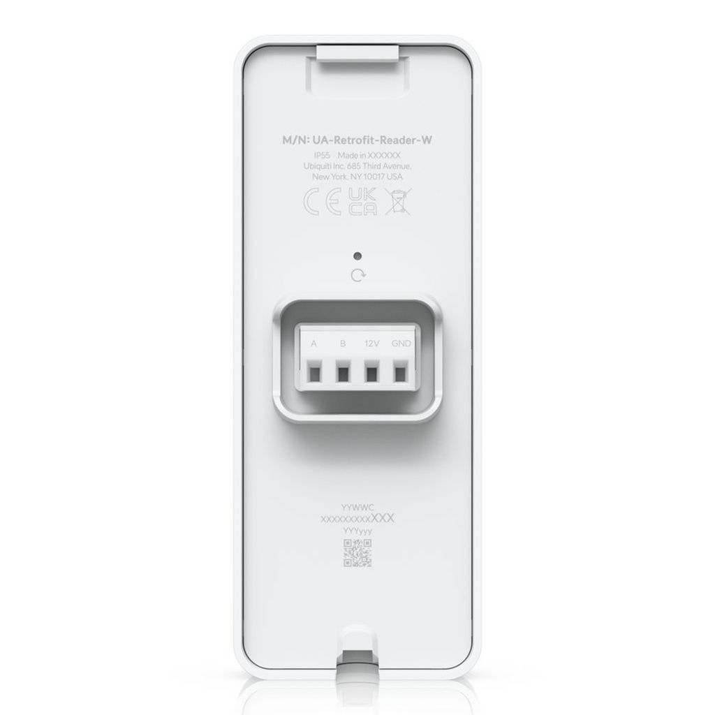[UA-Retrofit-Reader-W] Ubiquiti - UniFi Access, Lector Retrofit Blanco con NFC y Touch Pass para Apple/Google Wallet, Protocolo OSDP por RS-485, Protección IP55 y Alimentación 12 V DC