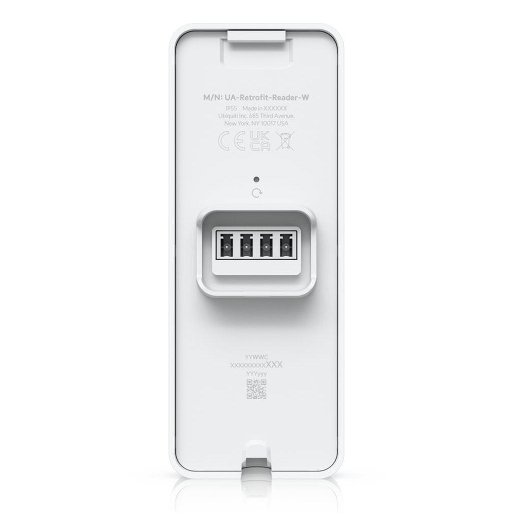 [UA-Retrofit-Reader-W] Ubiquiti - UniFi Access, Lector Retrofit Blanco con NFC y Touch Pass para Apple/Google Wallet, Protocolo OSDP por RS-485, Protección IP55 y Alimentación 12 V DC