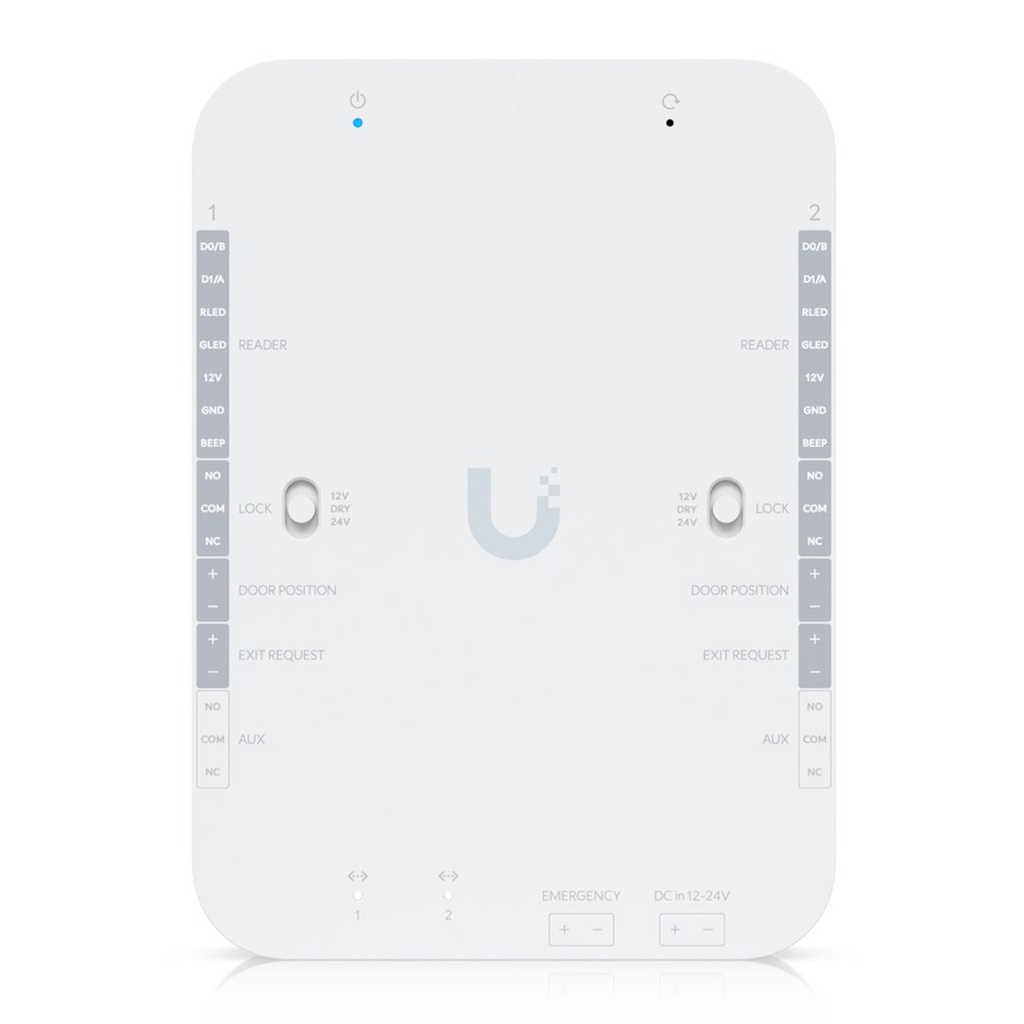 [UA-Retrofit-Hub-2] Ubiquiti - UniFi Access, Controlador Retrofit para 2 Puertas y Hasta 10.000 Usuarios, Compatible con Lectores Wiegand, 2 Puertos Ethernet, Relés para Cerraduras y Montaje DIN