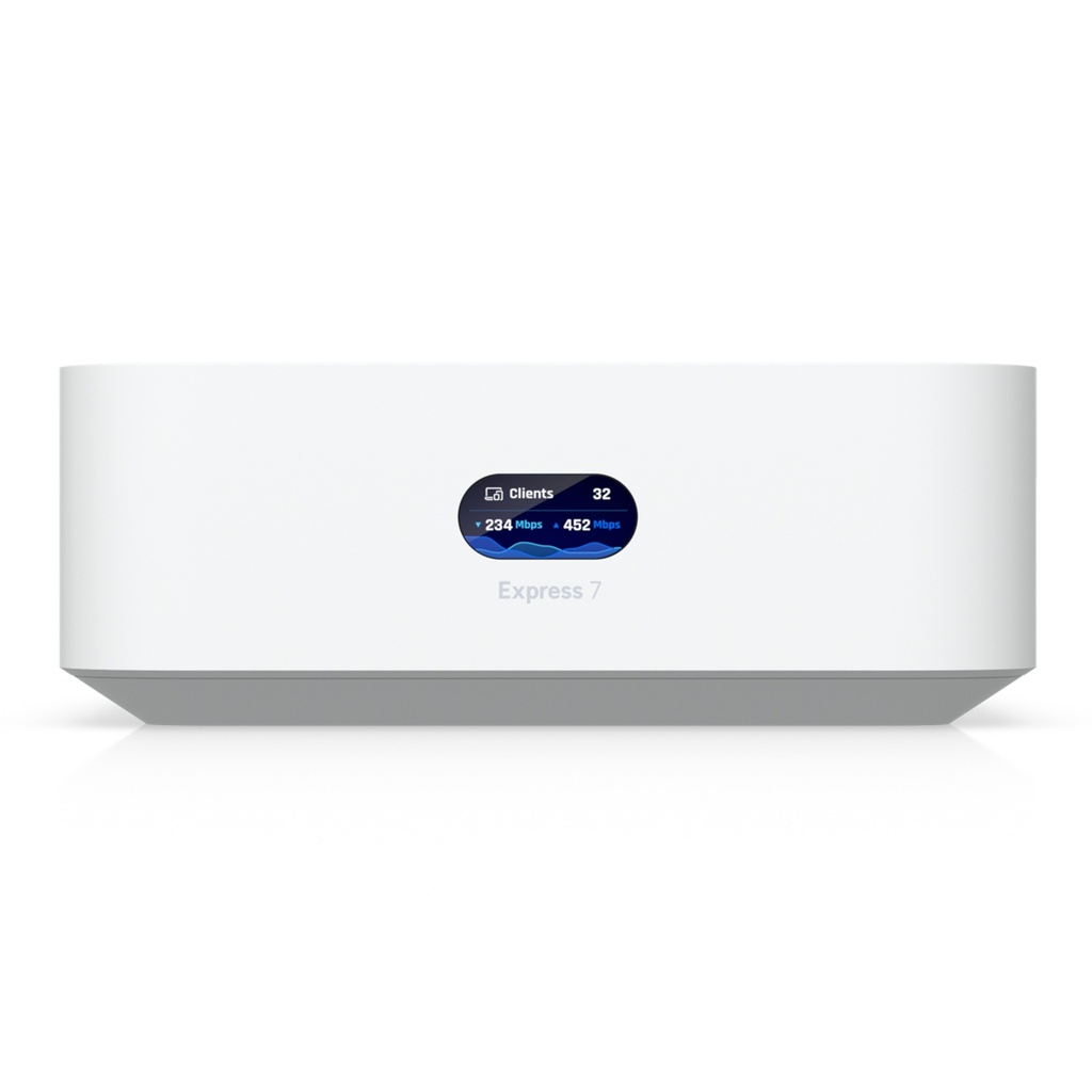 [UX7] Ubiquiti - UniFi Express 7, Gateway con Wi-Fi 7 Tribanda Integrado, WAN 10 GbE + LAN 2,5 GbE, IDS/IPS de 2,3 Gbps y Gestión de Más de 30 Dispositivos UniFi