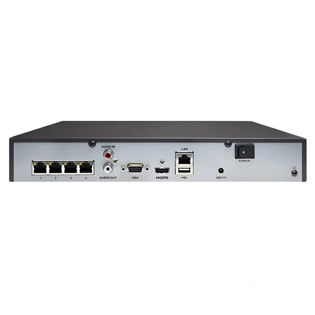 (DS-7604NI-Q1/4P) Hikvision - NVR 4K (8MP) 4 canales IP 4 Puertos POE Salida de vídeo 4K