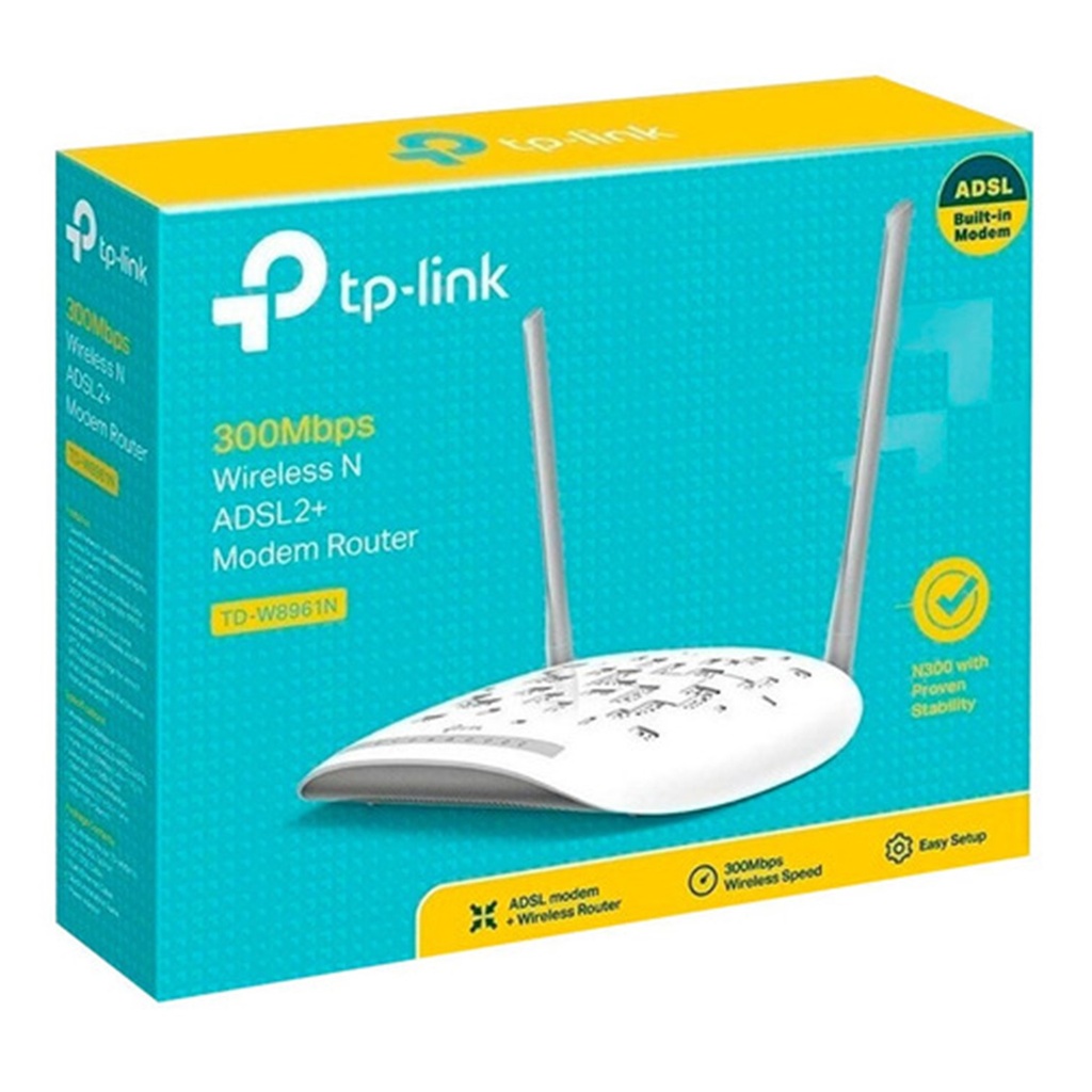 (TD-W8961N) TP-Link - Módem Router Inalambrico WiFi ADSL2+ N 300Mbps 2 Antenas 3dBi