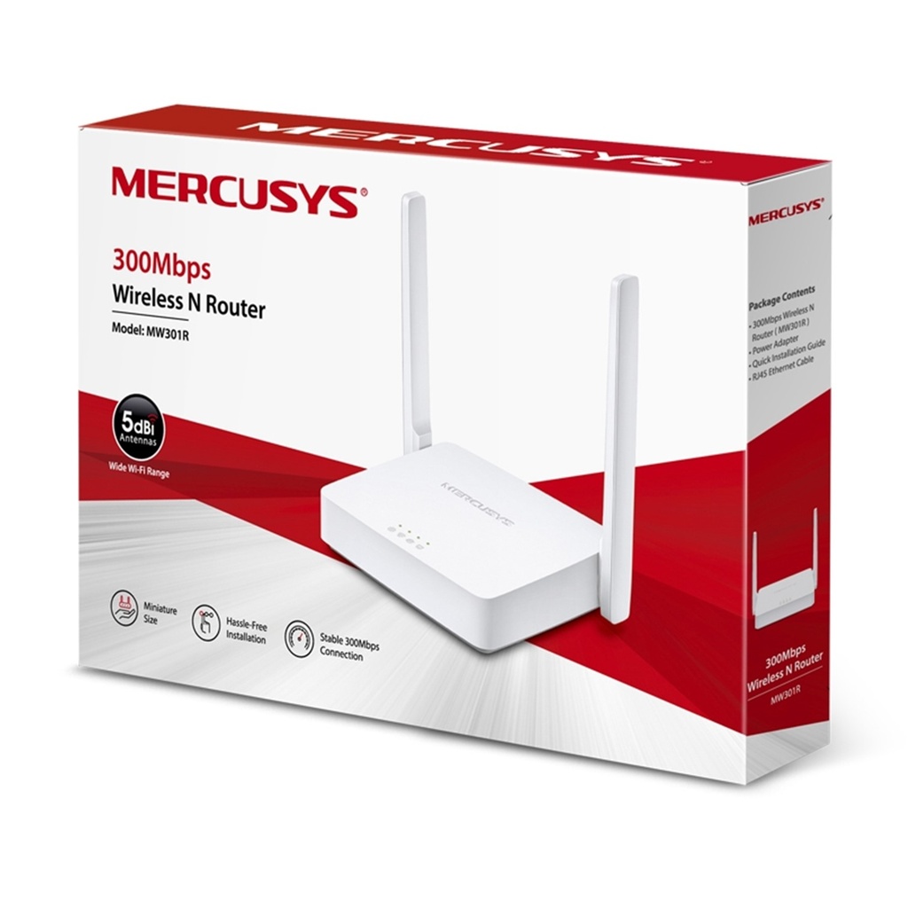 (MW301R) Mercusys - Router Inalambrico WiFi N 300Mbps 2 Antenas 5dBi